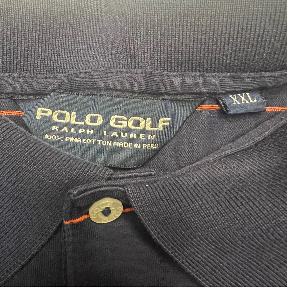 Polo Golf Ralph Lauren Navy‎ Blue and Red Striped Shirt 100% Prima Cotton XXL